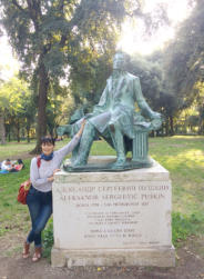 A. Pushkin in the park of Villa Borghese